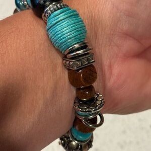 Turquoise and Silver Beaded Bracelet